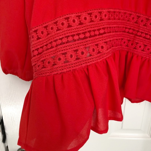 CLOSET CLOSING TODAY!!! Red Peplum Top - Picture 4 of 5